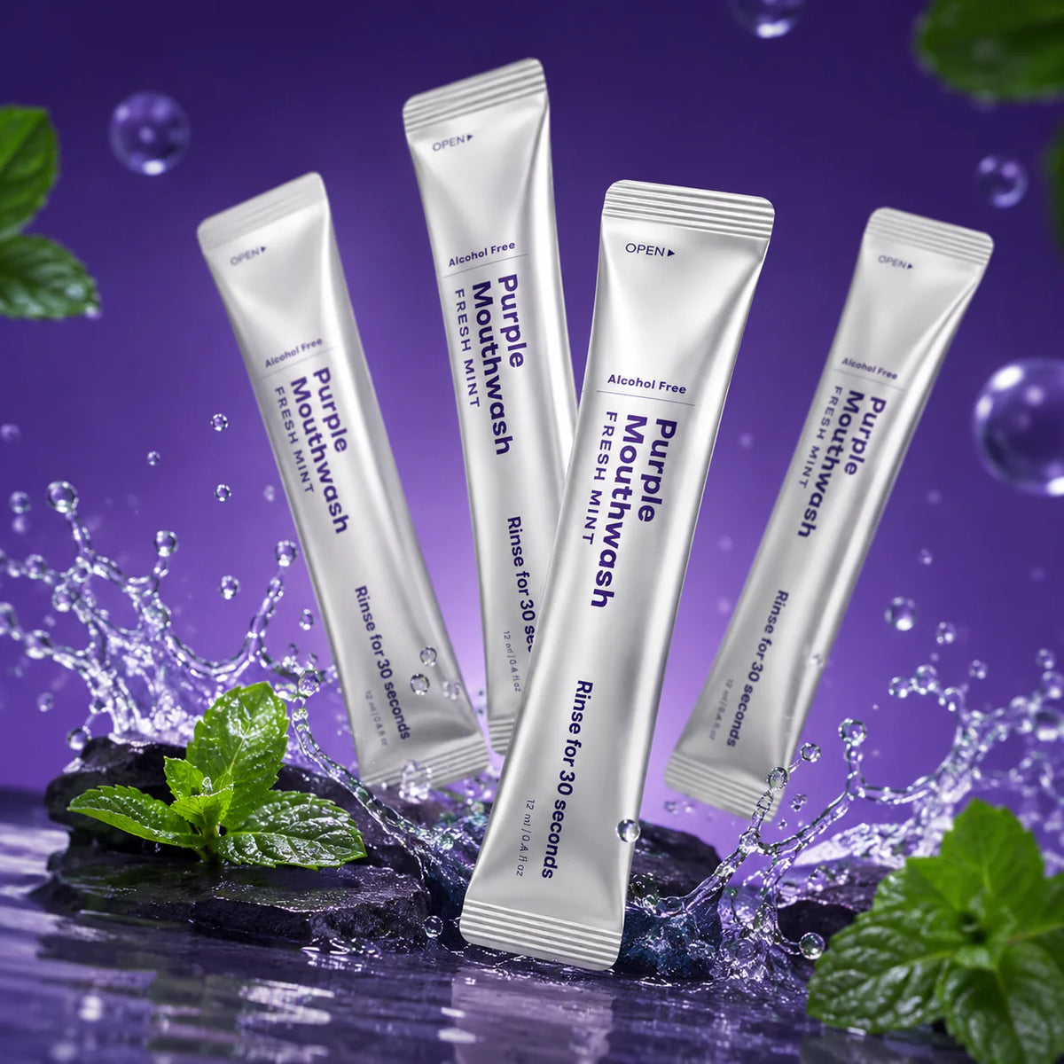 Gleamly Purple Whitening Sachets — Instant Color-Correcting Teeth Whitener (20 Pack)
