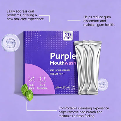 Gleamly Purple Whitening Sachets — Instant Color-Correcting Teeth Whitener (20 Pack)