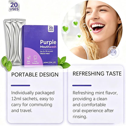 Gleamly Purple Whitening Sachets — Instant Color-Correcting Teeth Whitener (20 Pack)