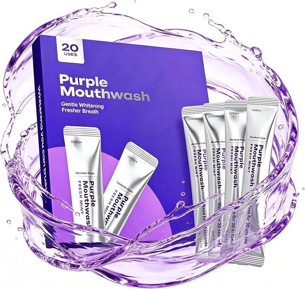 Gleamly Purple Whitening Sachets — Instant Color-Correcting Teeth Whitener (20 Pack)
