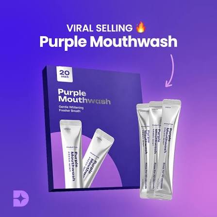 Gleamly Purple Whitening Sachets — Instant Color-Correcting Teeth Whitener (20 Pack)