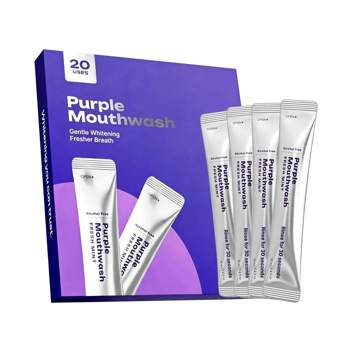 Gleamly Purple Whitening Sachets — Instant Color-Correcting Teeth Whitener (20 Pack)